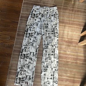 Reformation newspaper printed pants